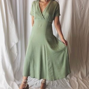 Sage Green Vintage Wrap Dress
